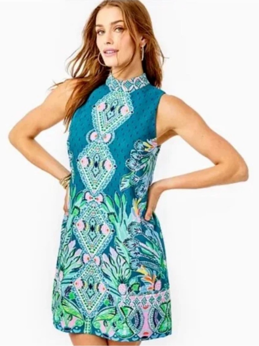 Lilly Pulitzer Brandi Shift Dress -Valencia teal rain